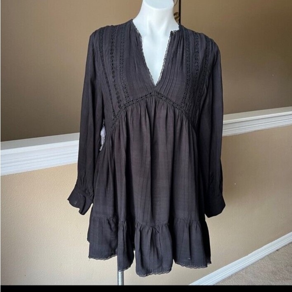 Zara tiered textured dress (with eyelet pattern)